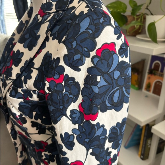 Floral Women's Blazer - Blue and dark pink‎ - Picture 3 of 14